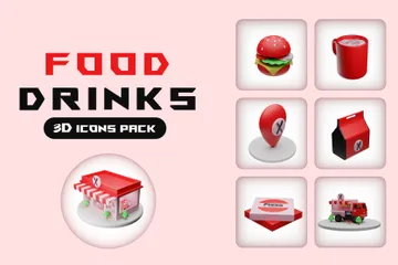 Bebidas Alimentos Pacote de Icon 3D