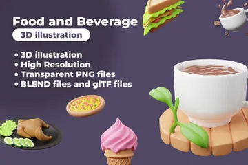 Alimentos e bebidas Pacote de Icon 3D