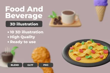 Alimentos e bebidas Pacote de Icon 3D