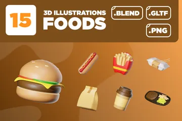 Alimentos Ver. 01 Pacote de Icon 3D