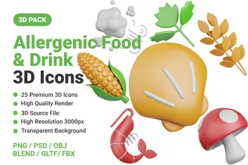 アレルギー食品 3D Iconパック