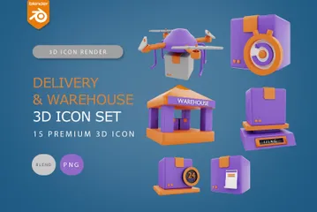 Almacén y entrega Paquete de Icon 3D