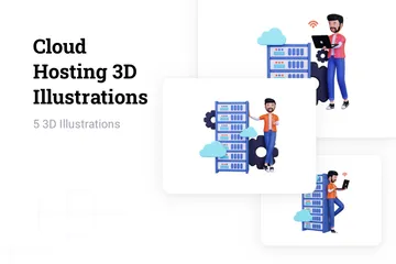 Alojamiento en la nube Paquete de Illustration 3D