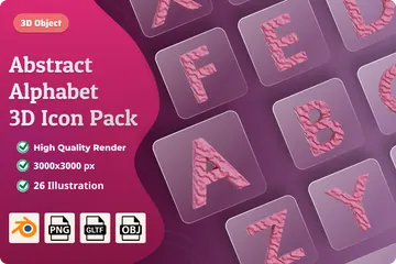 Alphabet Abstract Style 3D Icon Pack