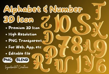 Alphabet And Number 3D Icon Pack