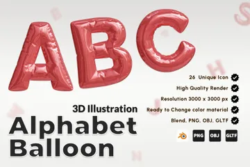 アルファベットバルーン 3D Iconパック