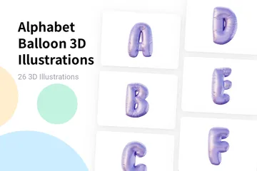 Alphabet Balloon 3D Illustration Pack