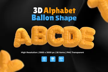 Alphabet Balloon Shape 3D Icon Pack