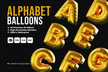 Alphabet Balloons 3D Icon Pack