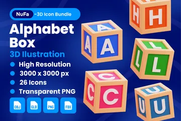 Alphabet Box 3D Icon Pack