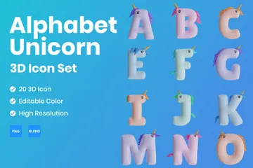 Alphabet Unicorn 3D Icon Pack