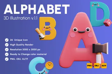 ALPHABET V.1.1 Pack 3D Icon