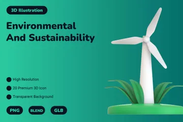 Meio Ambiente e Sustentabilidade Pacote de Icon 3D