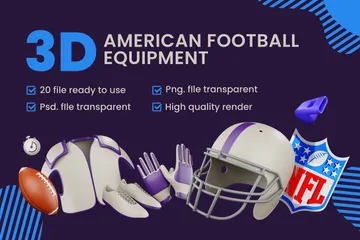American Football Equipment 3D Icon Pack