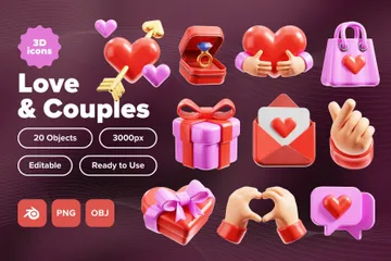 Amor e casais Pacote de Icon 3D