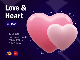 Amor e coração Pacote de Icon 3D