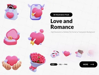 Amor e Romance Pacote de Icon 3D