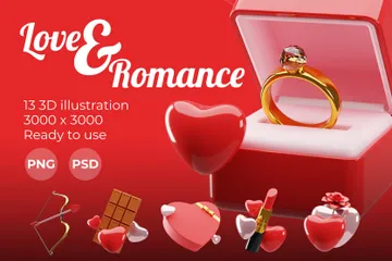 Amor e Romance Pacote de Illustration 3D