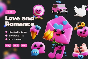 Amor e romântico Pacote de Icon 3D