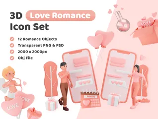 Amor Romance Pacote de Illustration 3D