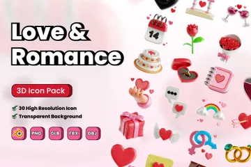 Amor y romance 3D Icon Pack