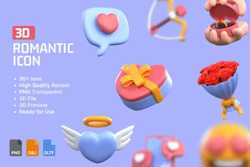 AMOR ROMÂNTICO Pacote de Icon 3D