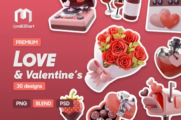 Amor y San Valentín Paquete de Icon 3D
