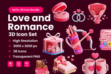 Amor y romance Paquete de Icon 3D