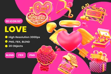 Amor y romance Paquete de Icon 3D