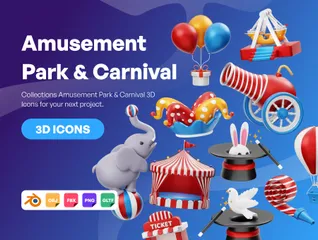 Amusement Park And Carnival 3D Icon Pack