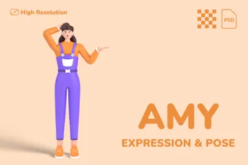 Expresión y pose de Amy Paquete de Illustration 3D