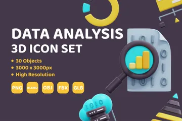 Análise de dados Pacote de Icon 3D