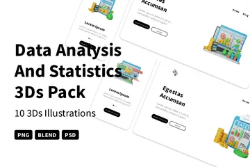 Análise de dados e estatísticas Pacote de Icon 3D