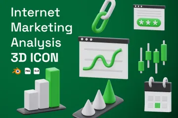 Análise de Marketing na Internet Pacote de Icon 3D