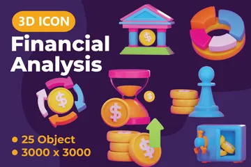 Analise financeira Pacote de Icon 3D