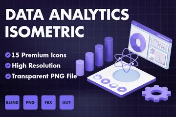 Análisis de datos isométrico Paquete de Icon 3D