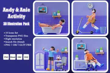 Andy And Anie Activity 3D Illustration Pack