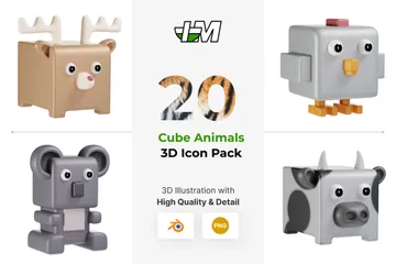 Animais Cubos Pacote de Icon 3D