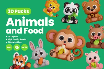 Animais e comida Pacote de Icon 3D