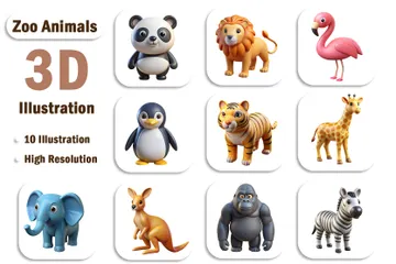Animal do zoológico Pacote de Icon 3D