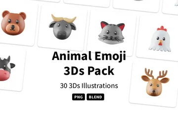 Emoji de animais Pacote de Icon 3D