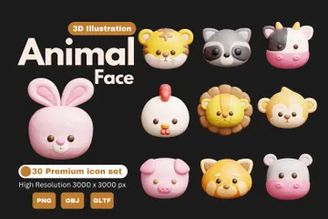 Animal Face 3D Icon Pack