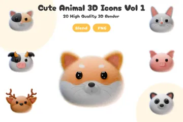 Animal fofo Pacote de Icon 3D