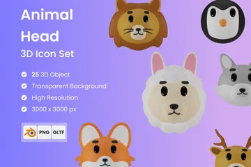 Animal Head 3D Icon Pack