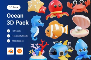 Sea Animal Paquete de Icon 3D