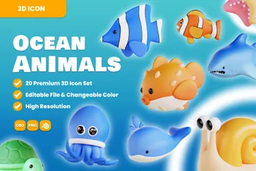 Animal do oceano Pacote de Icon 3D