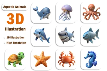 Animales acuáticos Paquete de Icon 3D