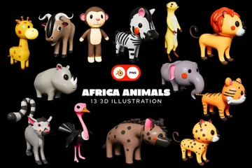 Animales de áfrica Paquete de Icon 3D