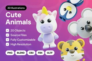 Animales bonitos Paquete de Icon 3D