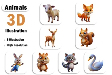 Animales bonitos Paquete de Icon 3D